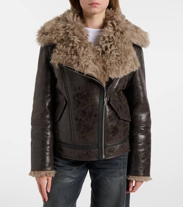 Shearling-trimmed leather jacket | Acne Studios