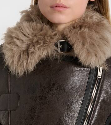Shearling-trimmed leather jacket | Acne Studios