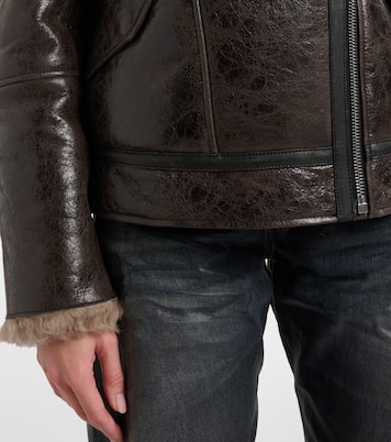 Shearling-trimmed leather jacket | Acne Studios