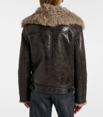 Shearling-trimmed leather jacket | Acne Studios