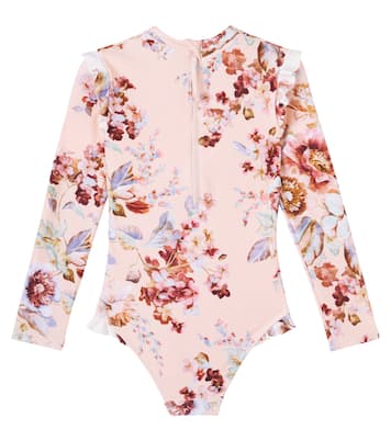 Floral ruffled rashguard swimsuit | Zimmermann Kids
