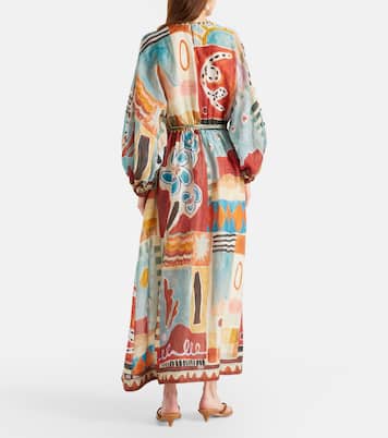 x LRNCE Michelle printed ramie midi dress | Alémais