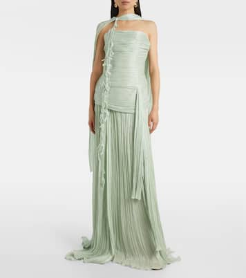 Vestido de fiesta fruncido con peplum | Marmar Halim