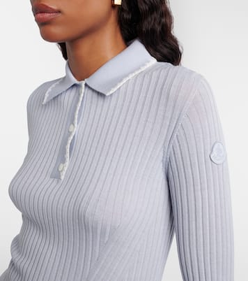 Ribbed-knit virgin wool polo sweater | Moncler