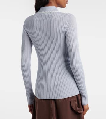 Ribbed-knit virgin wool polo sweater | Moncler