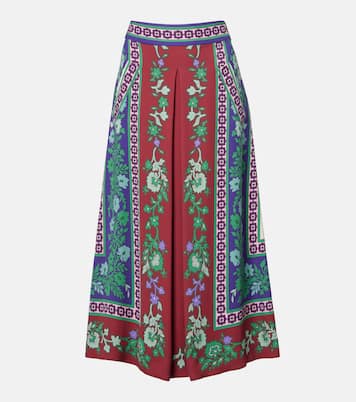 Santa Monica printed satin midi skirt | La DoubleJ