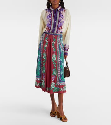 Santa Monica printed satin midi skirt | La DoubleJ