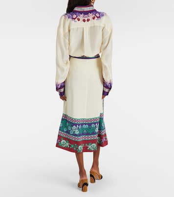 Santa Monica printed satin midi skirt | La DoubleJ