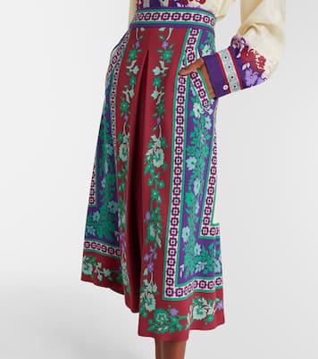 Santa Monica printed satin midi skirt | La DoubleJ