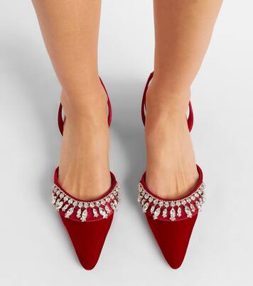 Bequila 30 embellished velvet slingback pumps | Manolo Blahnik