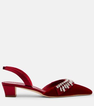 Bequila 30 embellished velvet slingback pumps | Manolo Blahnik