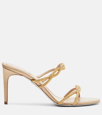 Braid crystal-embellished satin sandals | Rene Caovilla