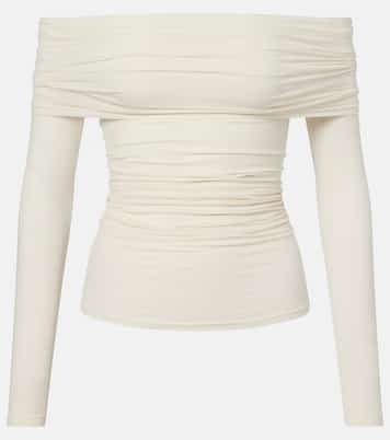 Draped semi-sheer off-shoulder top | Wolford
