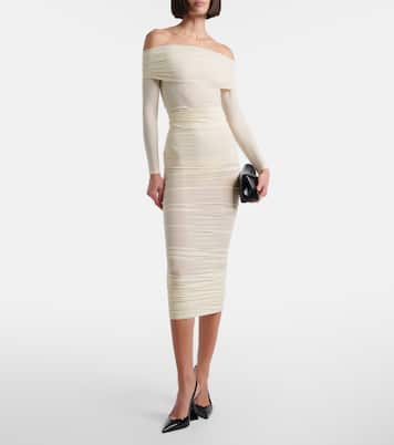 Draped semi-sheer off-shoulder top | Wolford