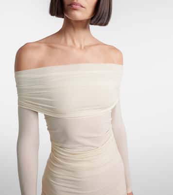 Draped semi-sheer off-shoulder top | Wolford