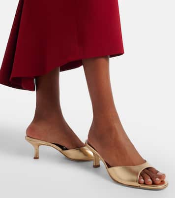 Brigitte 100 metallic leather mules | Staud