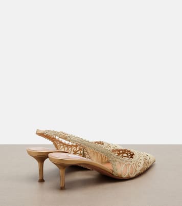 Kahlo metallic raffia and mesh pumps | Aquazzura
