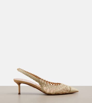 Kahlo metallic raffia and mesh pumps | Aquazzura