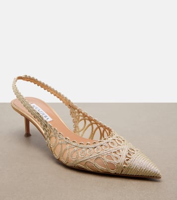 Kahlo metallic raffia and mesh pumps | Aquazzura