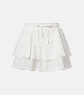 Thia embroidered tiered cotton shorts | Poupette St Barth