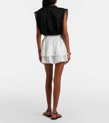 Thia embroidered tiered cotton shorts | Poupette St Barth