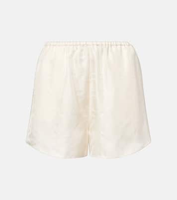 Embroidered silk satin pajama shorts | Toteme