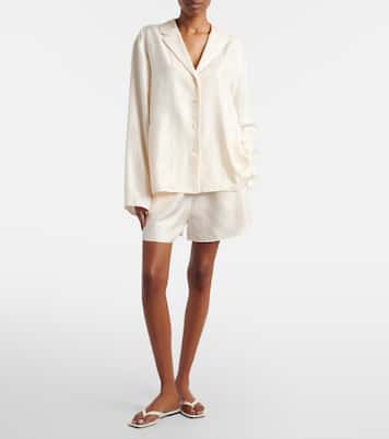 Embroidered silk satin pajama shorts | Toteme