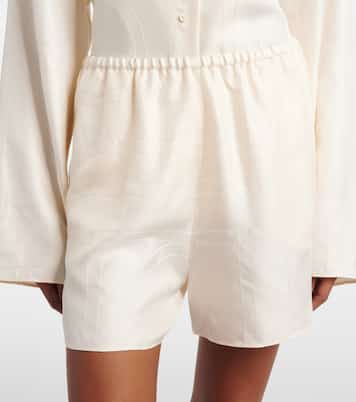Embroidered silk satin pajama shorts | Toteme