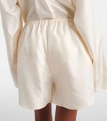 Embroidered silk satin pajama shorts | Toteme