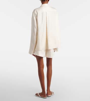 Embroidered silk satin pajama shorts | Toteme
