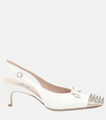 Slingback studded leather pumps | Miu Miu