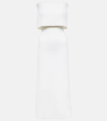 Robe midi Risette en laine à encolure bardot | Safiyaa