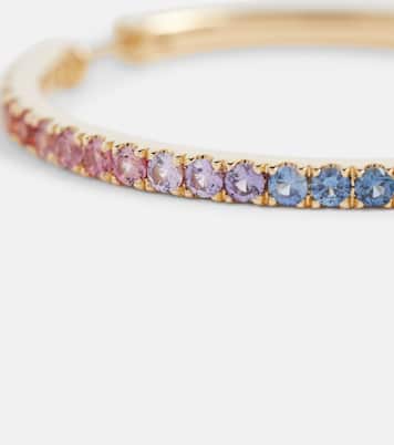 Ohrringe Giant Rainbow Orb aus 14kt Gelbgold mit Saphiren und Tsavorit | Robinson Pelham