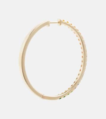 Ohrringe Giant Rainbow Orb aus 14kt Gelbgold mit Saphiren und Tsavorit | Robinson Pelham