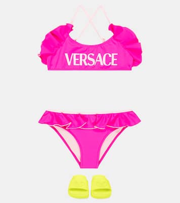 Logo ruffle-trimmed bikini | Versace Kids