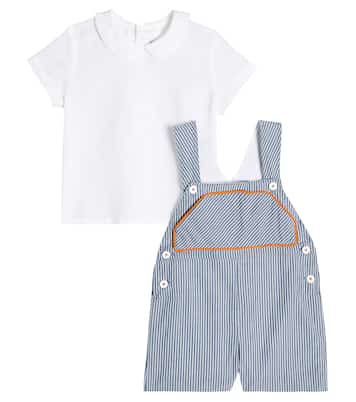Bébé – Ensemble chemise et salopette rayées en coton | La Coqueta