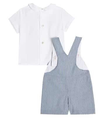 Bébé – Ensemble chemise et salopette rayées en coton | La Coqueta