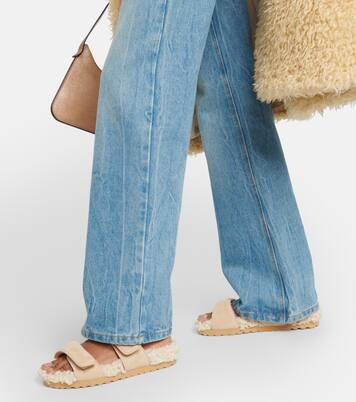 Alvine suede and shearling slides | Gia Borghini