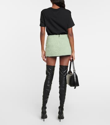 Minirock aus Shearling mit Leder | Blancha