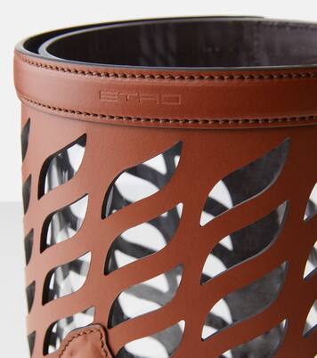 Pegaso leather-trimmed glass vase | Etro
