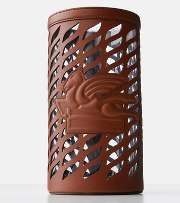 Pegaso leather-trimmed glass vase | Etro