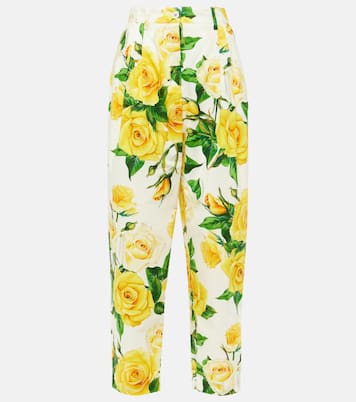 Bedruckte High-Rise-Hose aus Baumwolle | Dolce&Gabbana