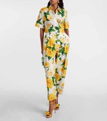 Bedruckte High-Rise-Hose aus Baumwolle | Dolce&Gabbana