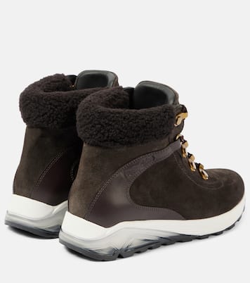 Brett shearling-trimmed suede hiking boots | See By Chloé