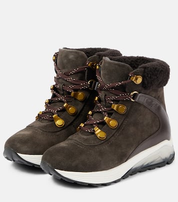 Brett shearling-trimmed suede hiking boots | See By Chloé