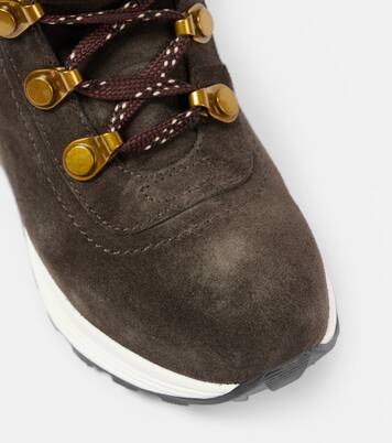 Brett shearling-trimmed suede hiking boots | See By Chloé
