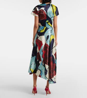 Abito midi Adriana in raso con stampa | Roksanda