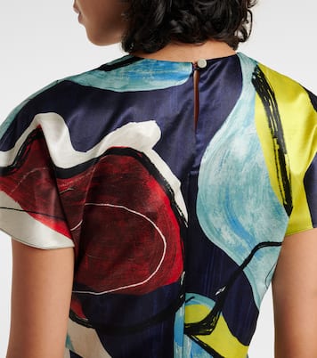 Abito midi Adriana in raso con stampa | Roksanda