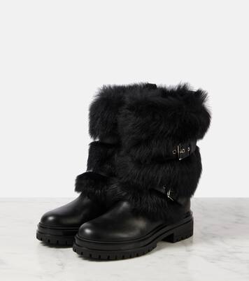 Maverick leather and shearling biker boots | Gianvito Rossi