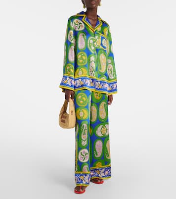 Bedrucktes Hemd aus Seidensatin | Alémais